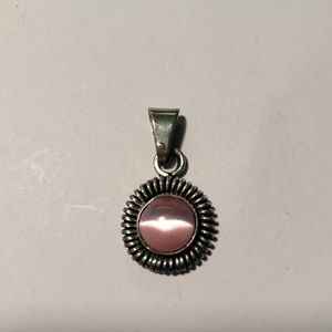Pink Round Sterling Silver Pendant
